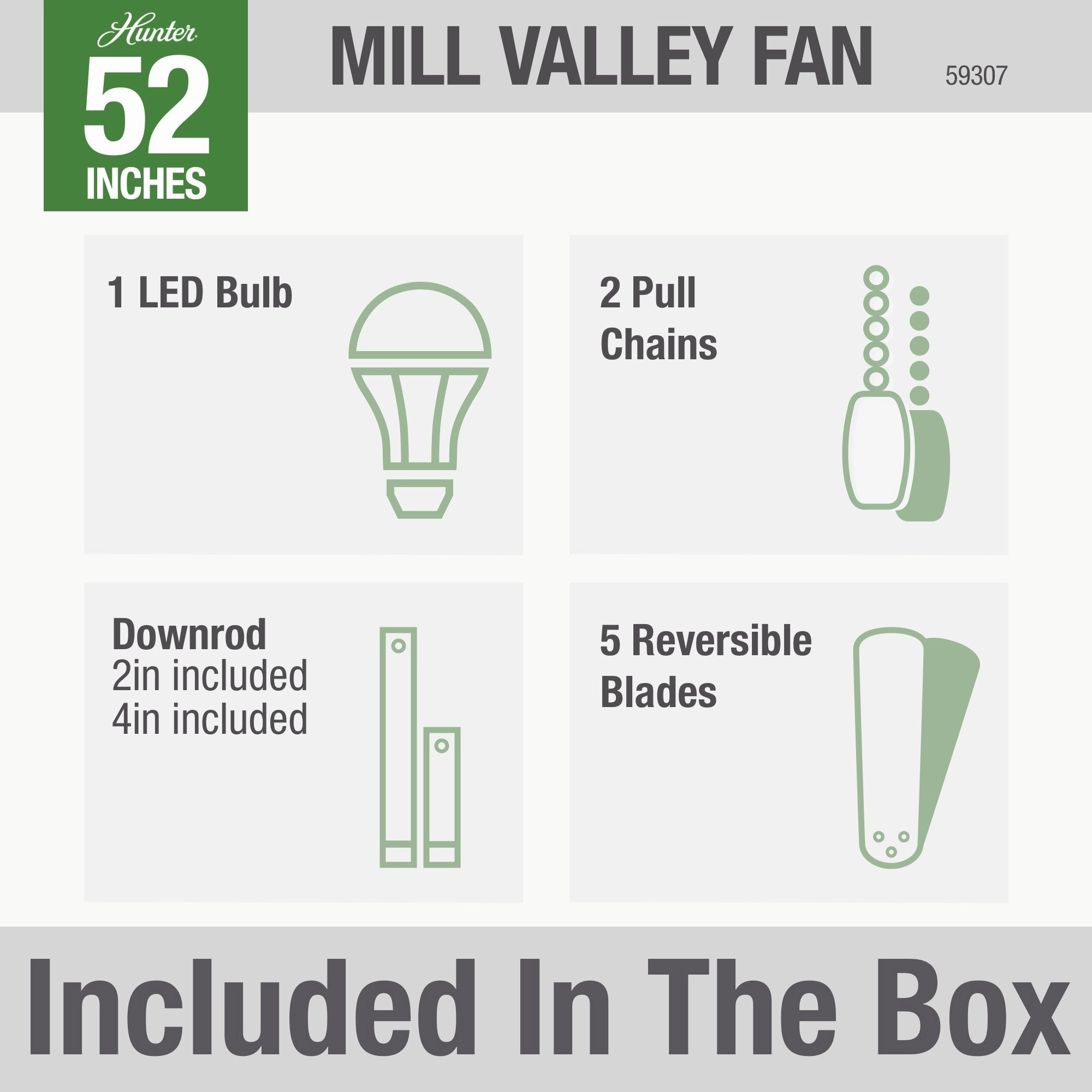 Mill Valley 52"Ceiling Fan Matte Black