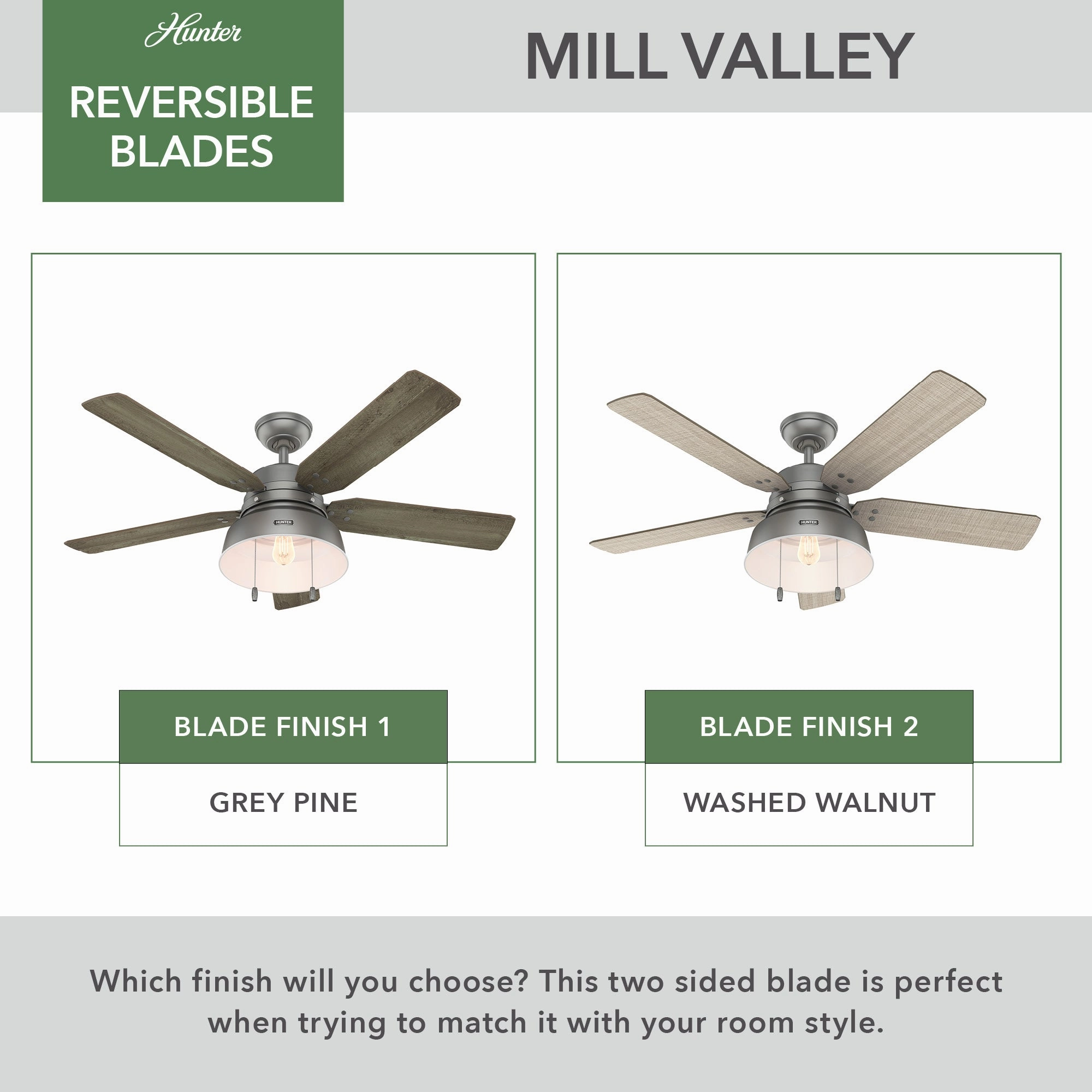 Mill Valley 52"Ceiling Fan Matte Silver