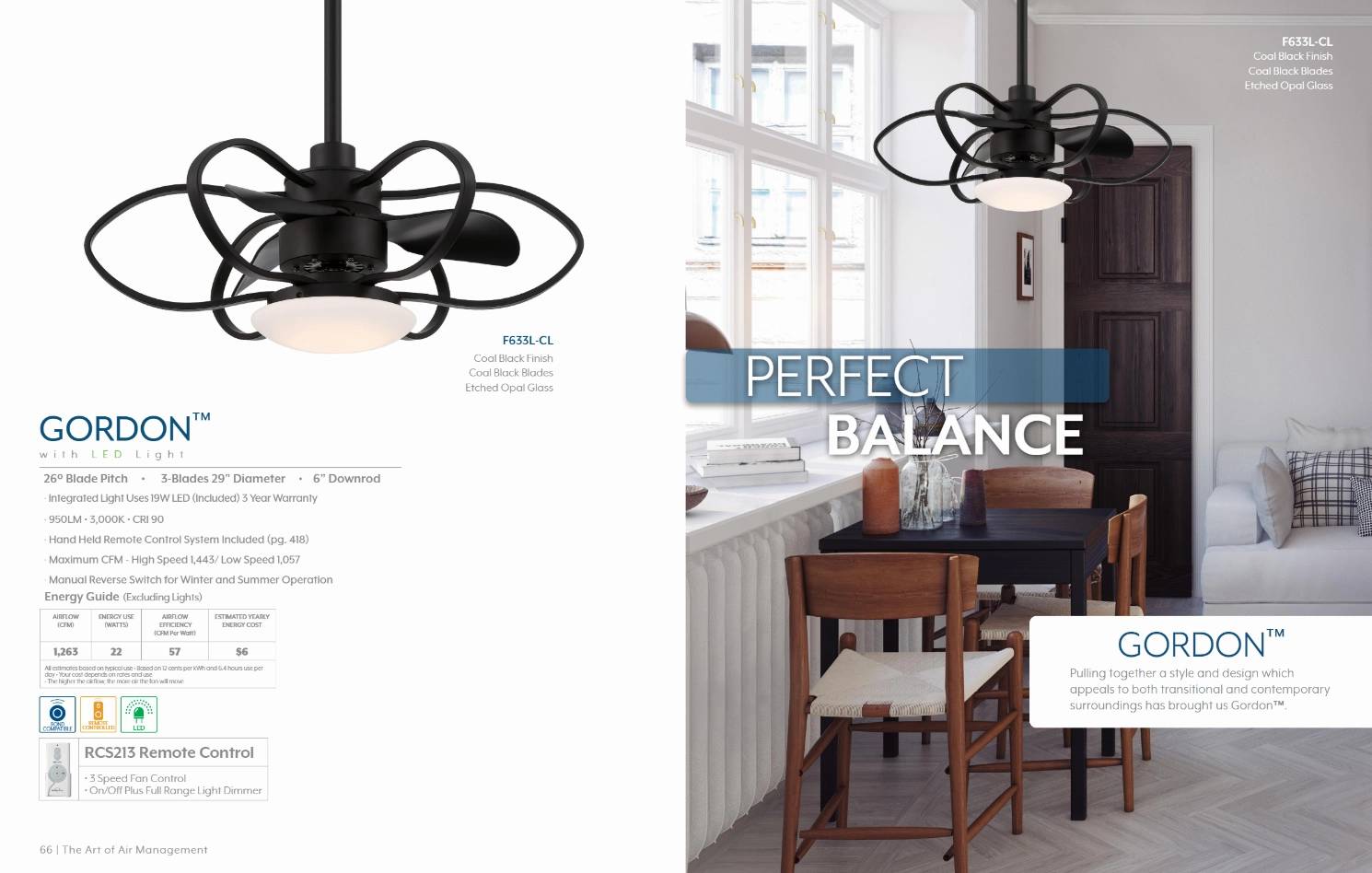 Minka Aire Gordon 29" Fandelier in Coal with Dimmable LED light and Remote Control