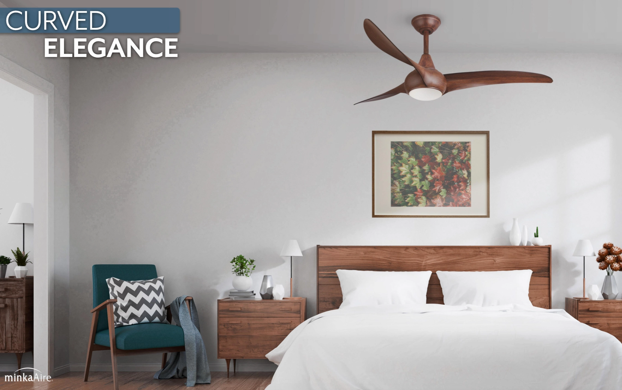 Minka Aire Light Wave Ceiling Fan with LED Light and Hand Held Remote