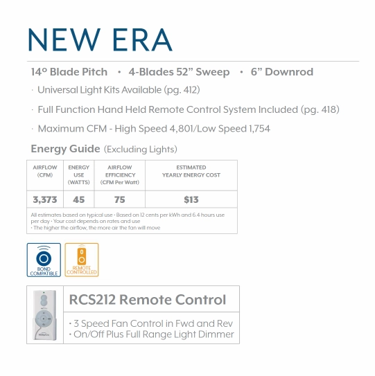 Minka New Era 52" Ceiling Fan with Remote Control