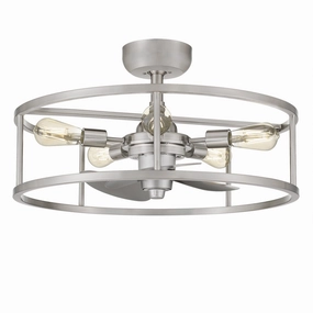 New Harbor Five Light Fandelier Brushed Nickel small electric fans for personal cooling