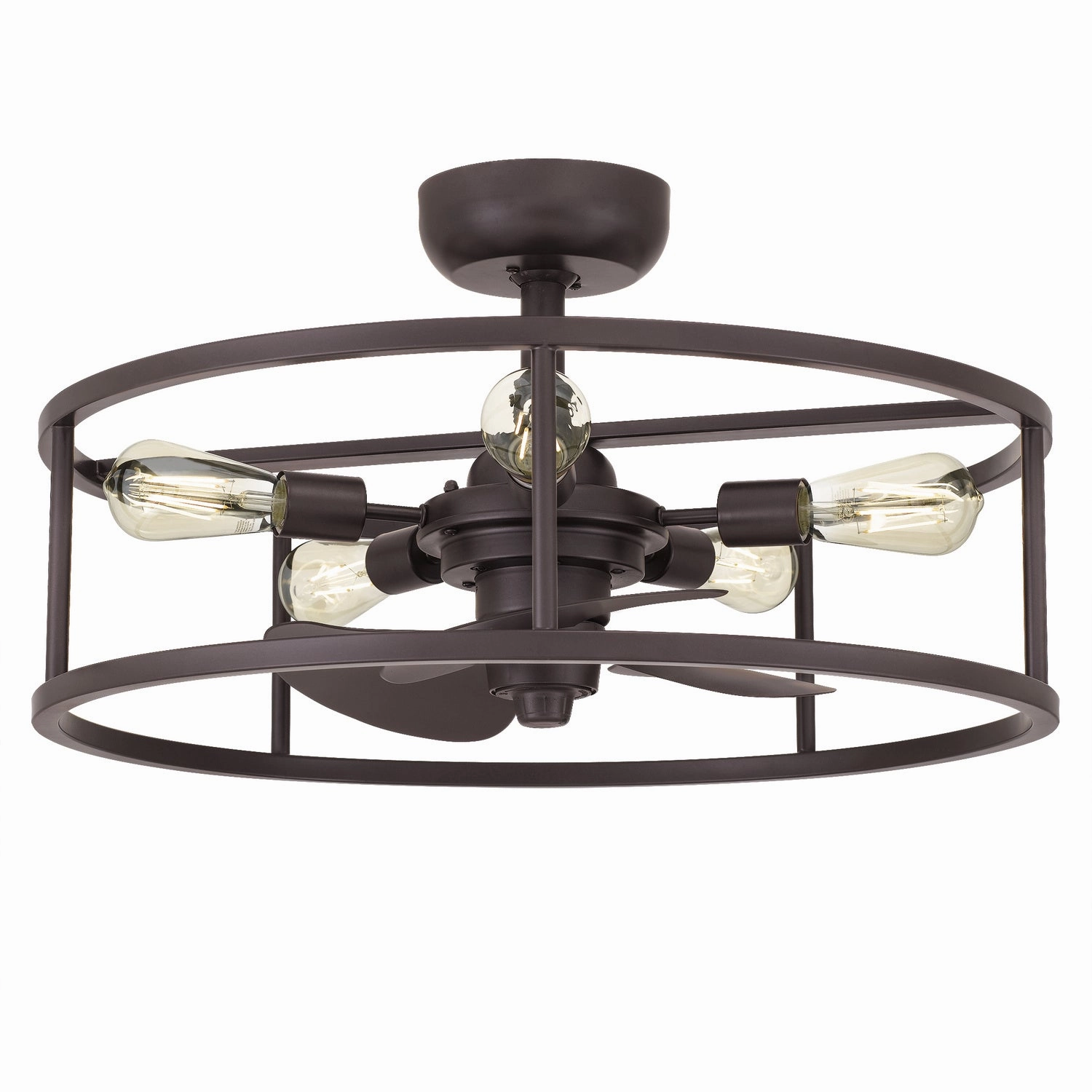 New Harbor Five Light Fandelier Western Bronze small electric fans for personal cooling