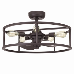 New Harbor Five Light Fandelier Western Bronze small electric fans for personal cooling
