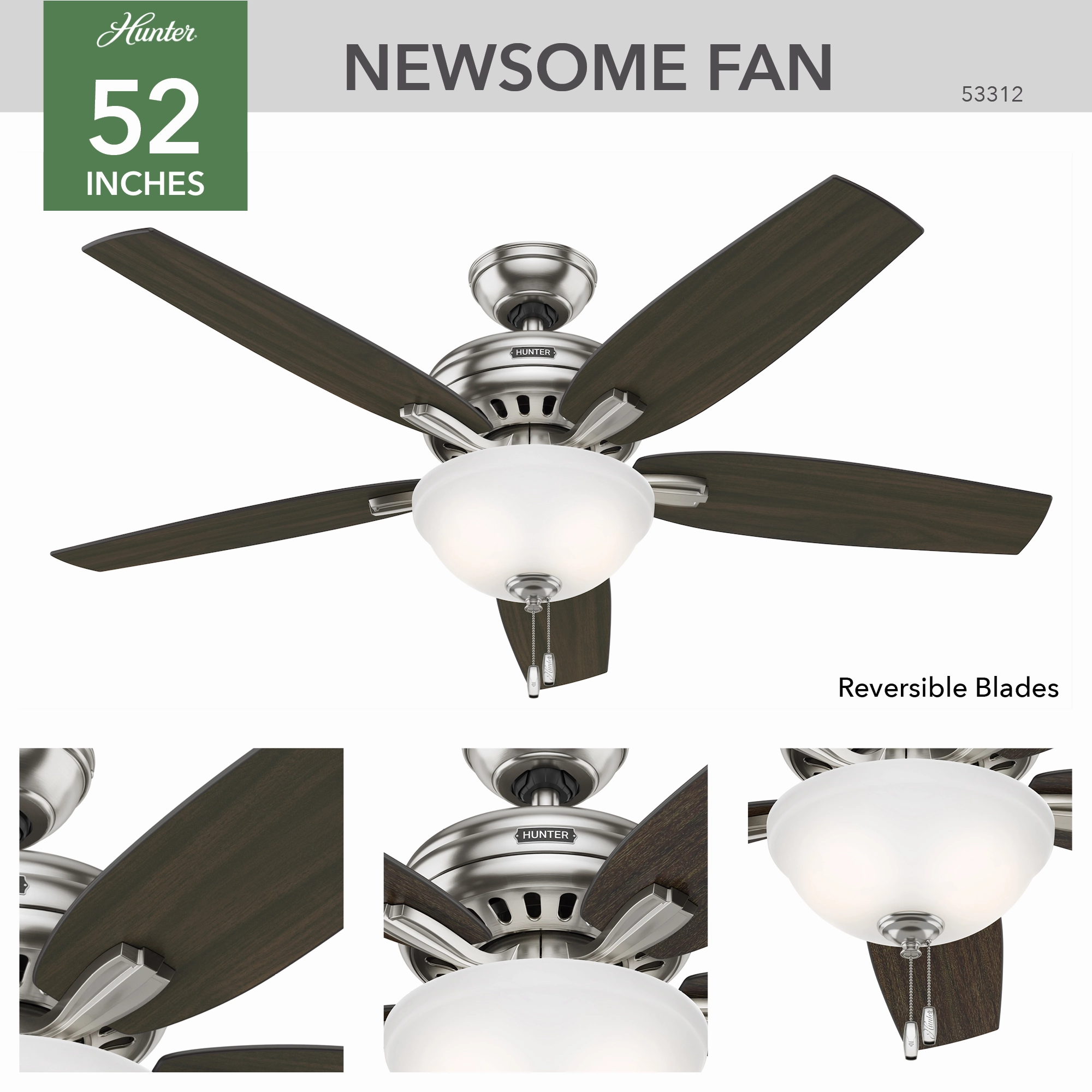 Newsome 52"Ceiling Fan Brushed Nickel