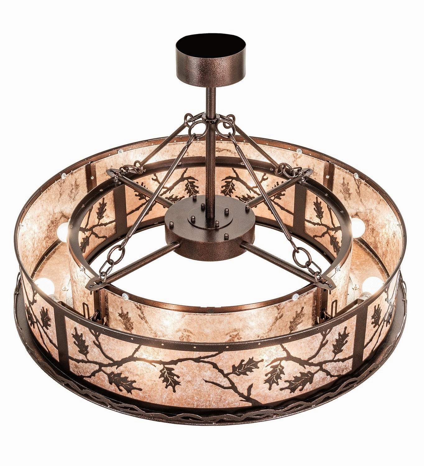 Oak Leaf 12 Light Pendant Copper Vein