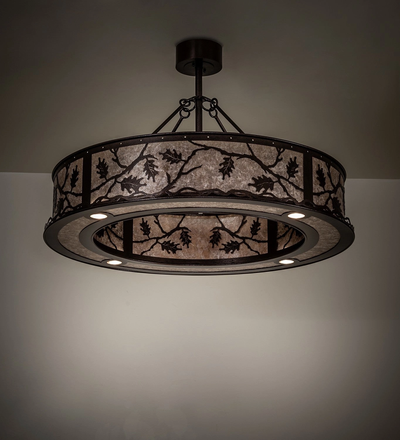 Oak Leaf 12 Light Pendant Copper Vein