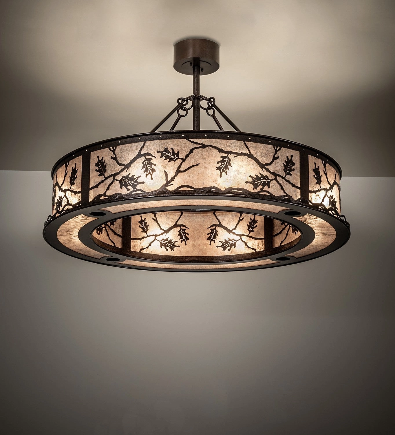 Oak Leaf 12 Light Pendant Copper Vein
