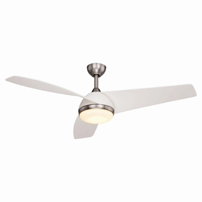Odell 52"Ceiling Fan Brushed Nickel and Matte White quiet medium fans for living room use