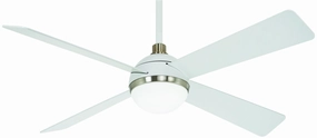 Orb Led 54" Ceiling Fan in Flat White/Brushed Nickel Fini Modern ceiling fan for home cooling