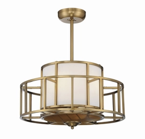 Oslo Four Light Fan D'Lier Warm Brass decorative fandeliers with lights