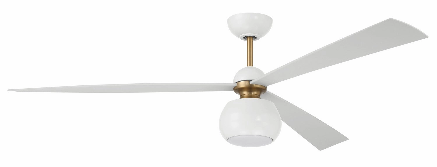 Otto 60"Ceiling Fan White/Satin Brass oscillating medium fans with strong airflow
