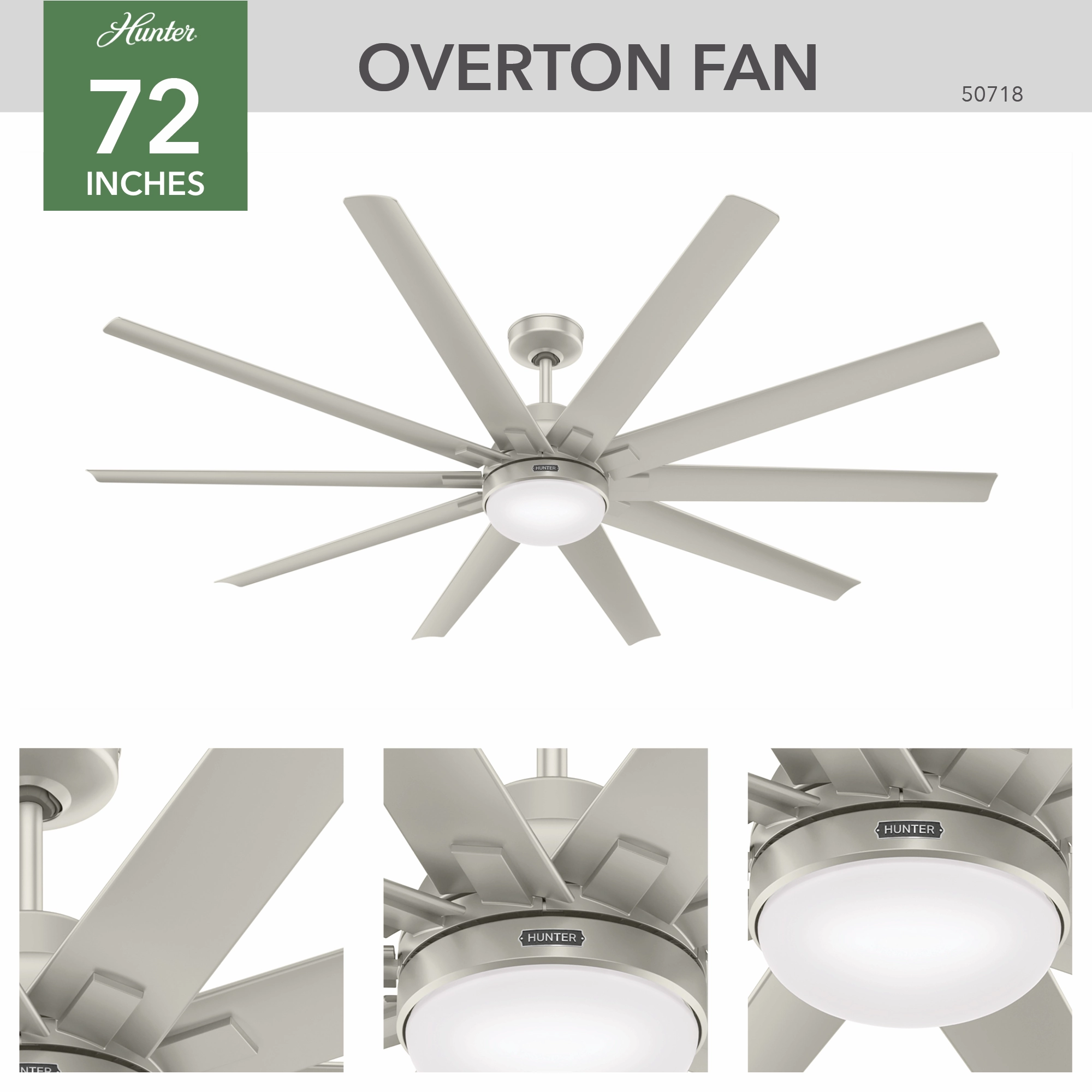 Overton 72"Ceiling Fan Matte Nickel