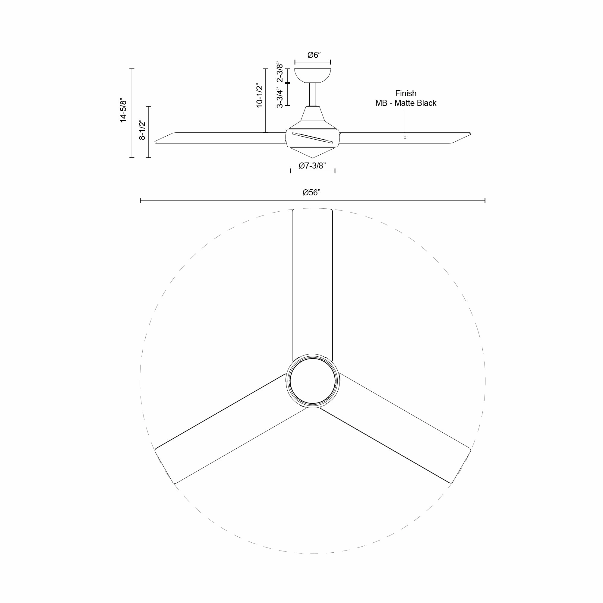 Owens 56" Ceiling Fan Matte Black