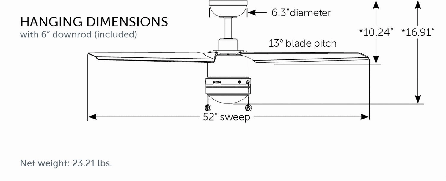 PC/DC L 52"Ceiling Fan Silver