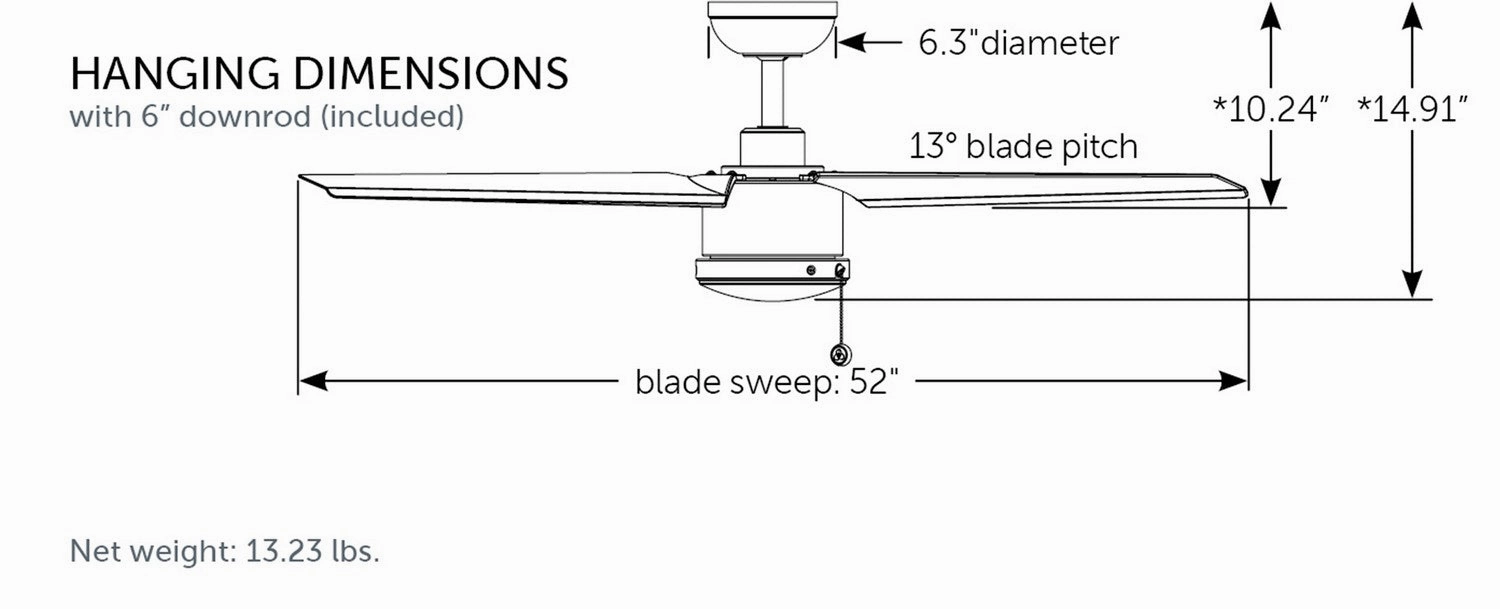 PC/DC NL 52"Ceiling Fan Matte White