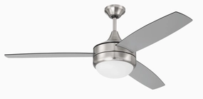 Phaze II 3-Blade 52"Ceiling Fan Brushed Polished Nickel compact medium fans for desks and counters