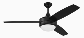 Phaze II 3-Blade 52"Ceiling Fan Flat Black medium size fans for home ventilation