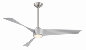 Pike 56"Ceiling Fan Brushed Nickel W/ Silver quiet medium fans for living room use