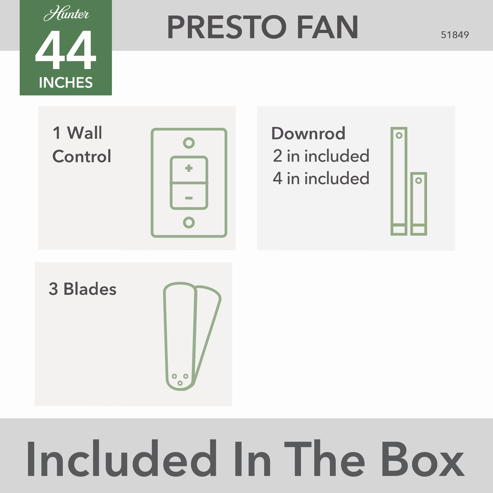 Presto 44"Ceiling Fan Matte Nickel