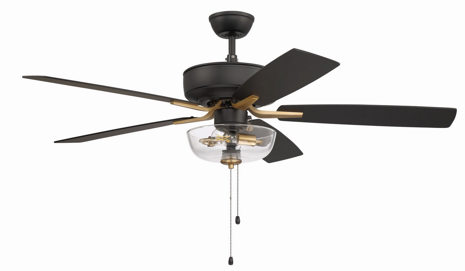 Pro Plus 101 52"Ceiling Fan Flat Black/Satin Brass energy-efficient medium fans with remote