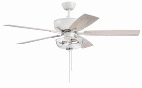 Pro Plus 101 52"Ceiling Fan White/Polished Nickel medium electric fans for multi-room use