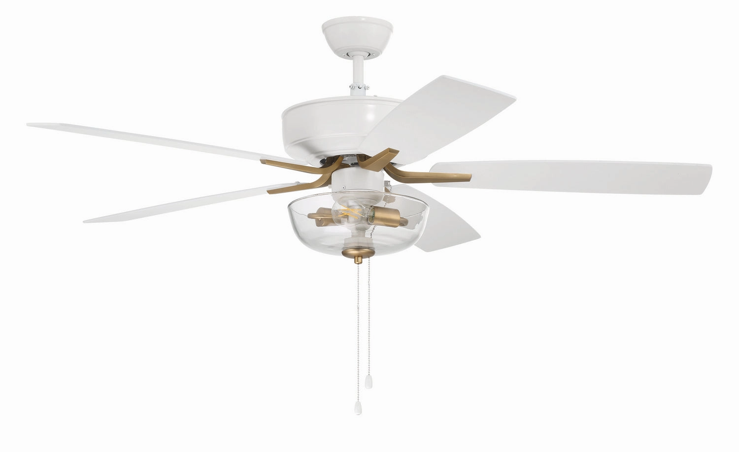 Pro Plus 101 52"Ceiling Fan White/Satin Brass energy-efficient medium fans with remote