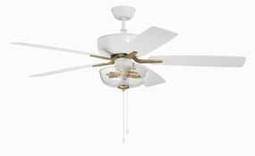Pro Plus 101 52"Ceiling Fan White/Satin Brass energy-efficient medium fans with remote