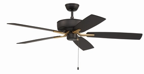 Pro Plus 52" Fan 52" Ceiling Fan in Flat Black/Satin Brass powerful indoor fans for whole-room cooling