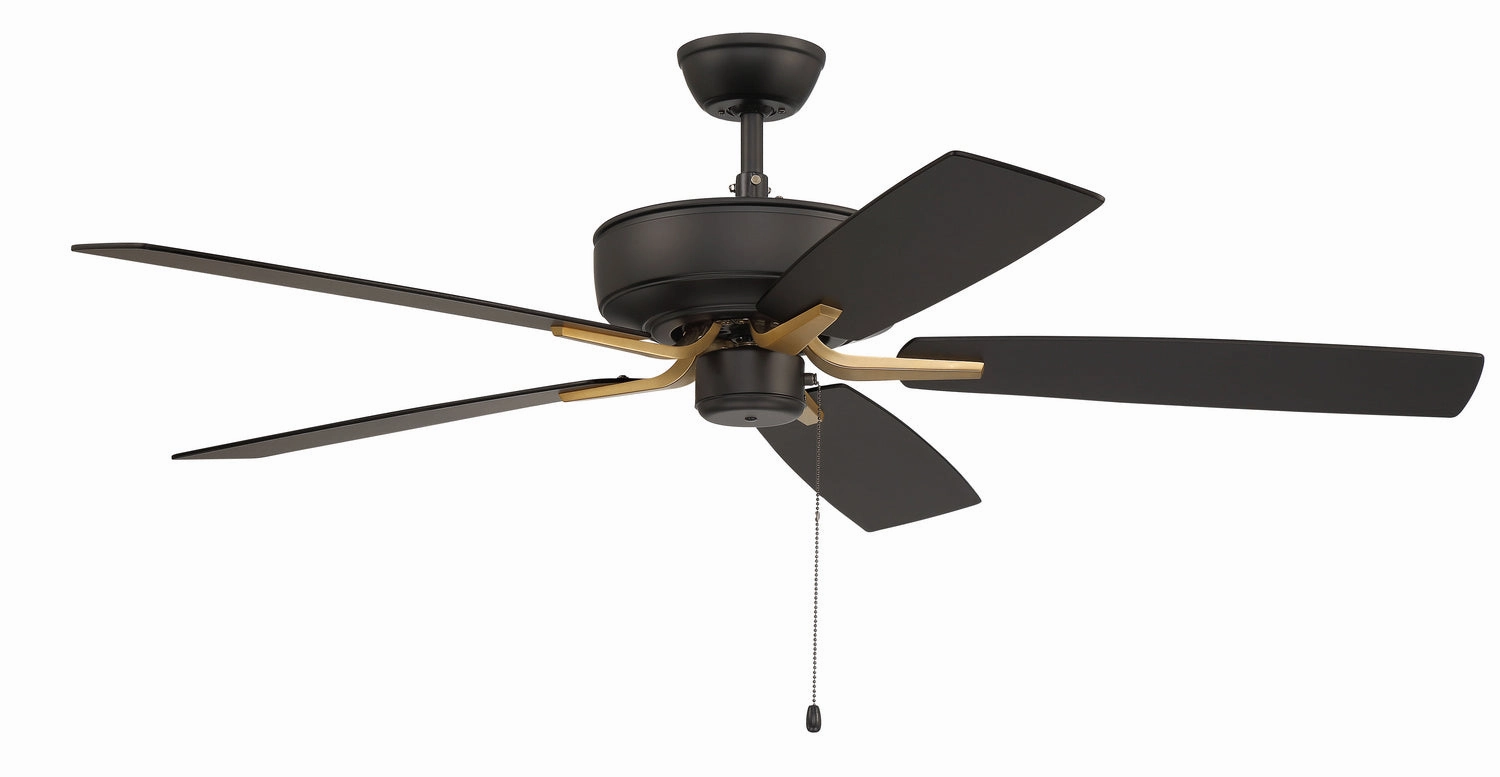 Pro Plus 52" Fan 52" Ceiling Fan in Flat Black/Satin Brass powerful indoor fans for whole-room cooling