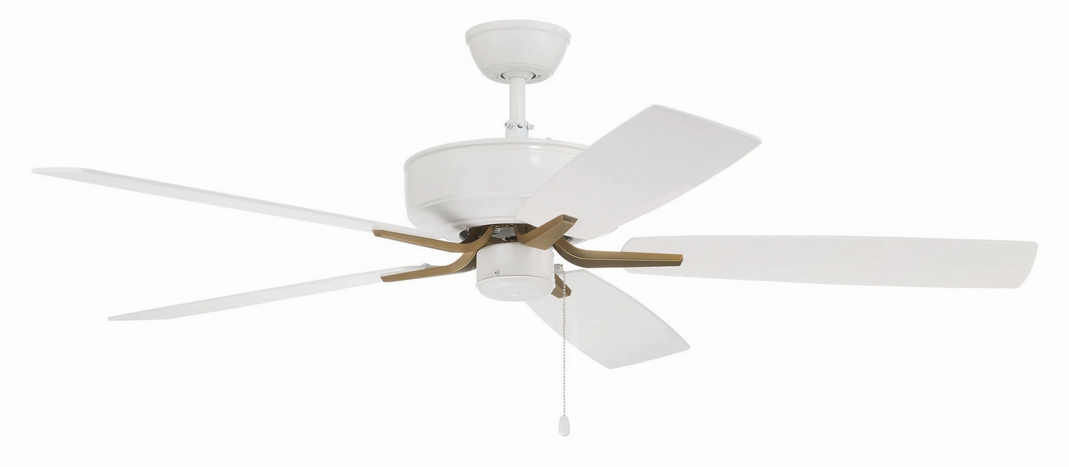 Pro Plus 52" Fan 52" Ceiling Fan in White/Satin Brass whisper-quiet fans for indoor comfort