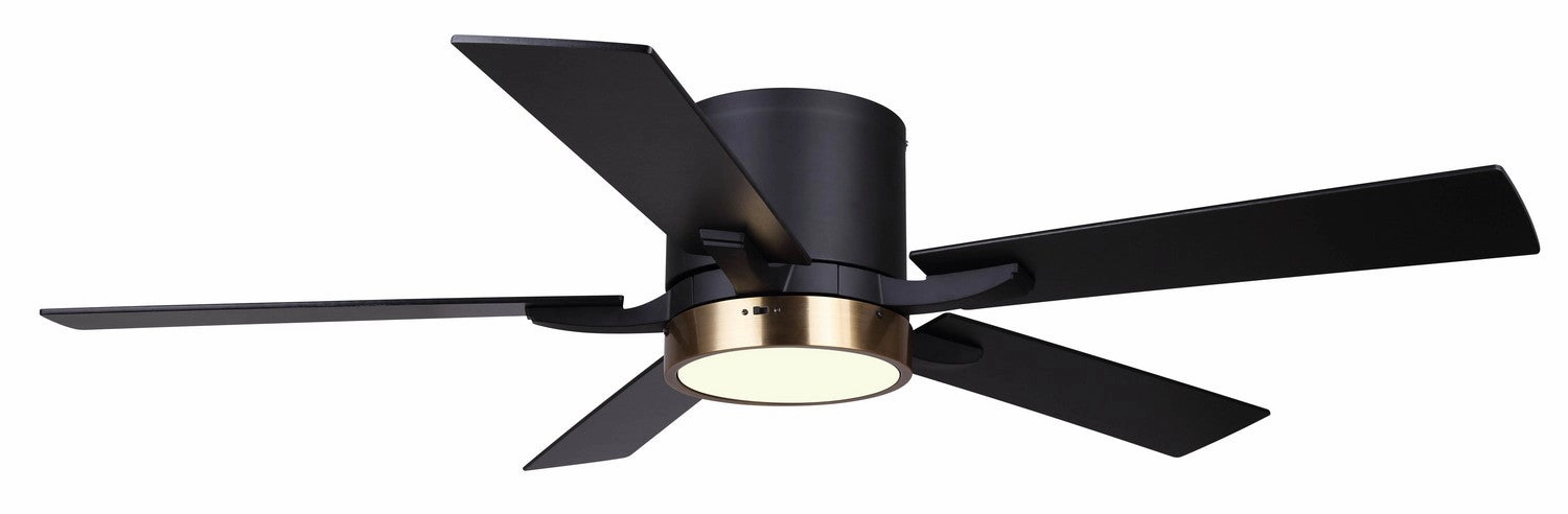 Quinn 52"Ceiling Fan Matte Black And Gold space-saving huggers with modern style