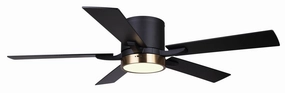 Quinn 52"Ceiling Fan Matte Black And Gold space-saving huggers with modern style