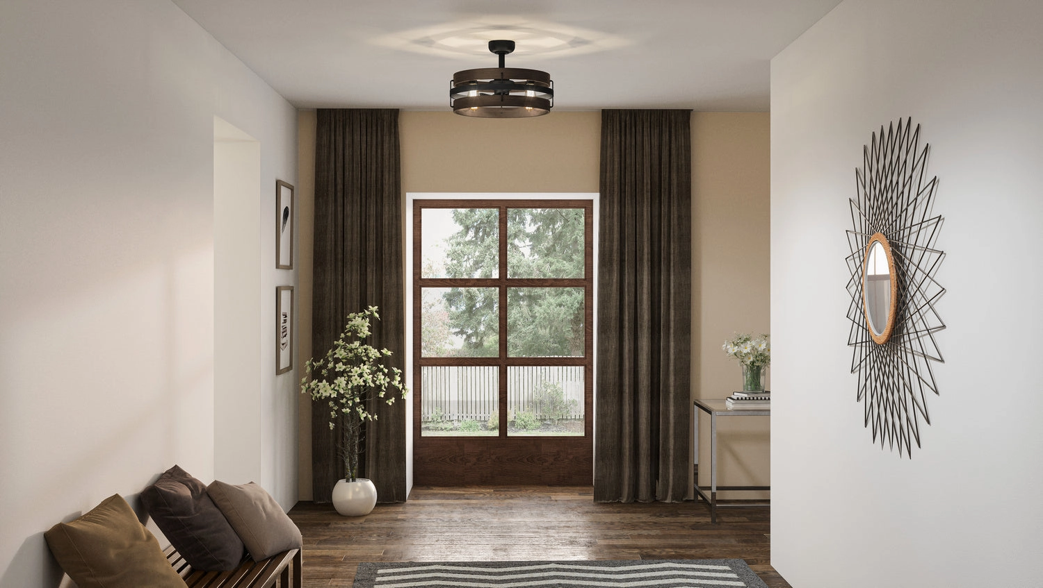Quoizel Fandelier Four Light Fandelier Matte Black