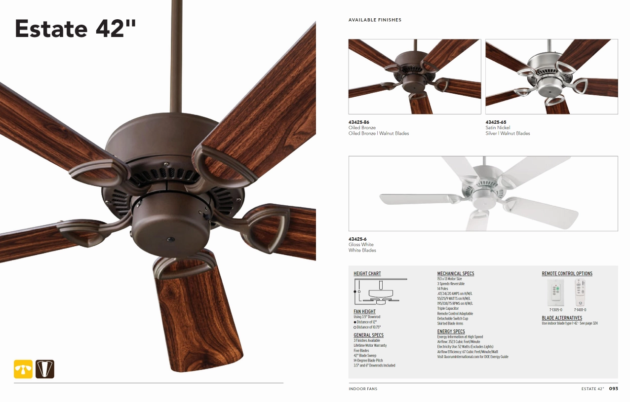 Quorum Estate 42" Indoor Pull Chain Ceiling Fan