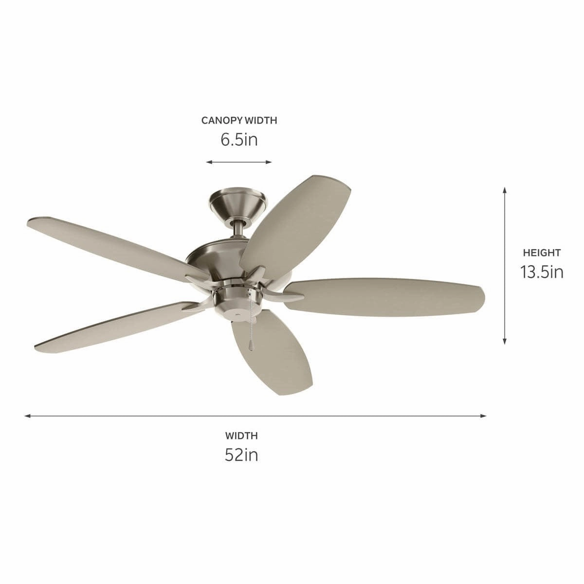 Renew Es 52"Ceiling Fan Brushed Stainless Steel