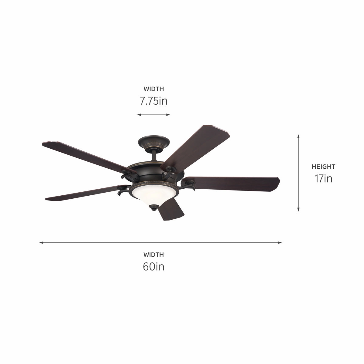 Rise 60"Ceiling Fan Olde Bronze with Gold Highlights