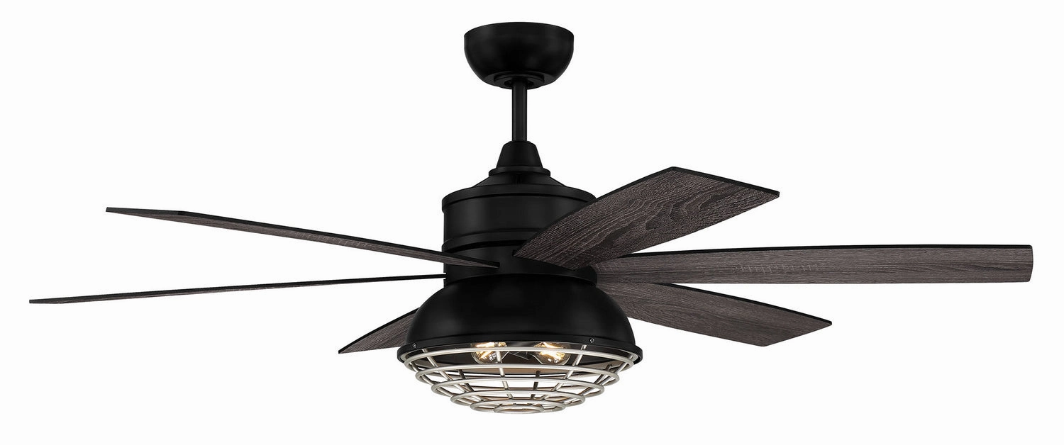 Rugged 52"Ceiling Fan Flat Black / Painted Nickel