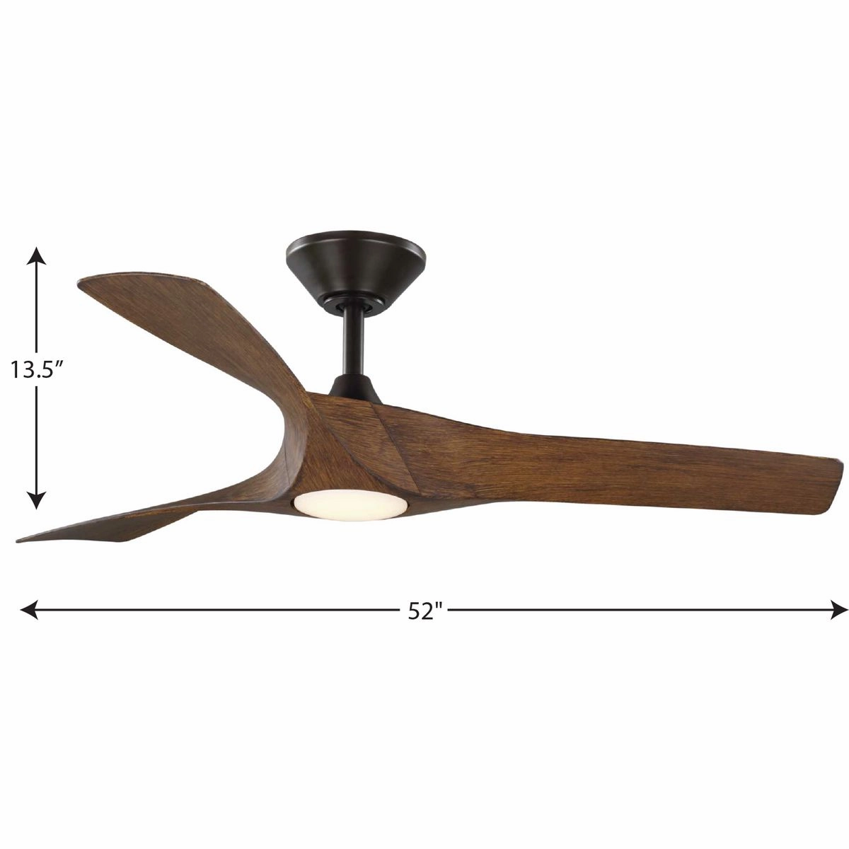 Ryne 52"Ceiling Fan Koa Woodgrain with Bronze Accents