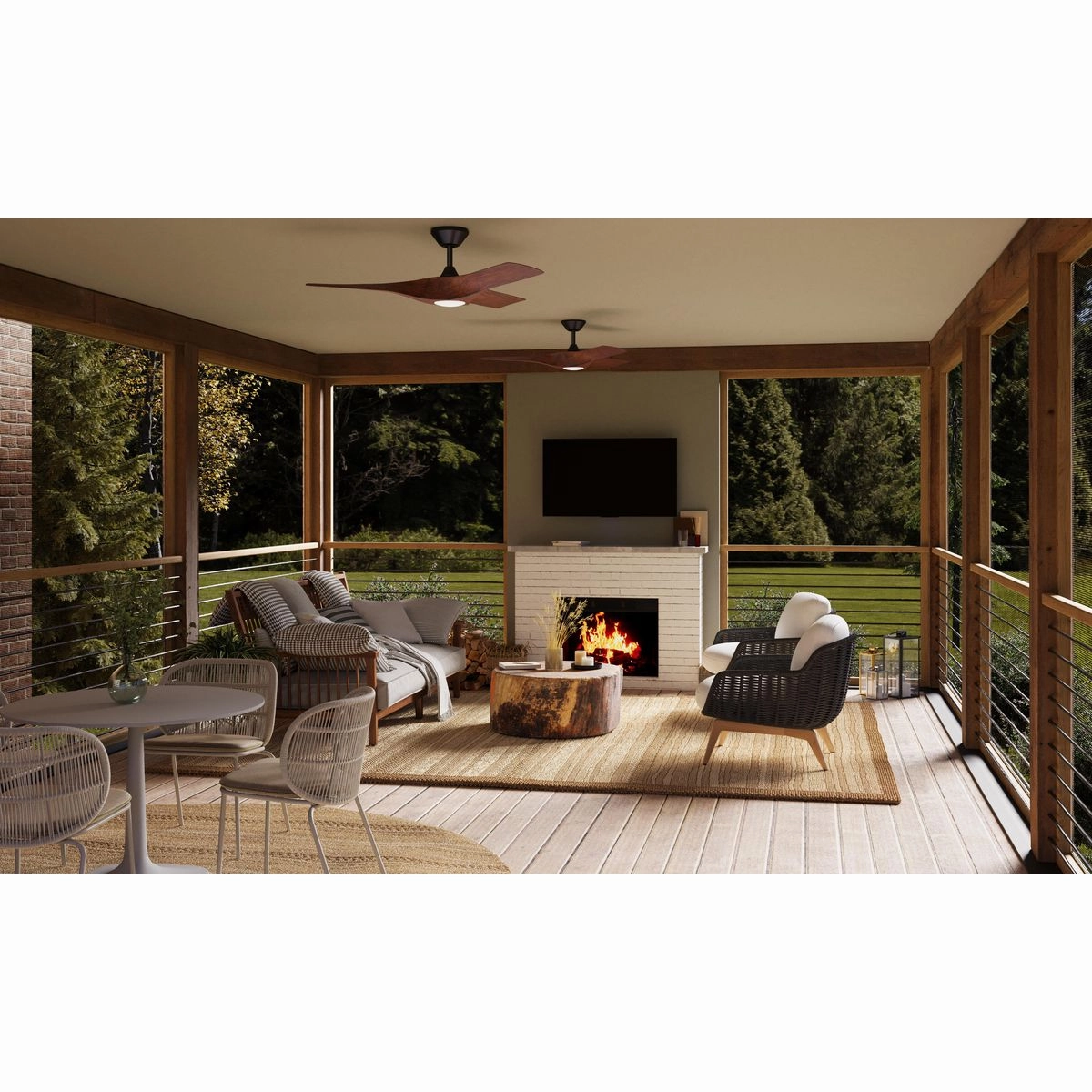 Ryne 52"Ceiling Fan Koa Woodgrain with Bronze Accents