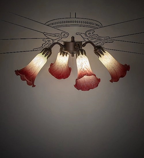 Seafoam/Cranberry Four Light Fan Light