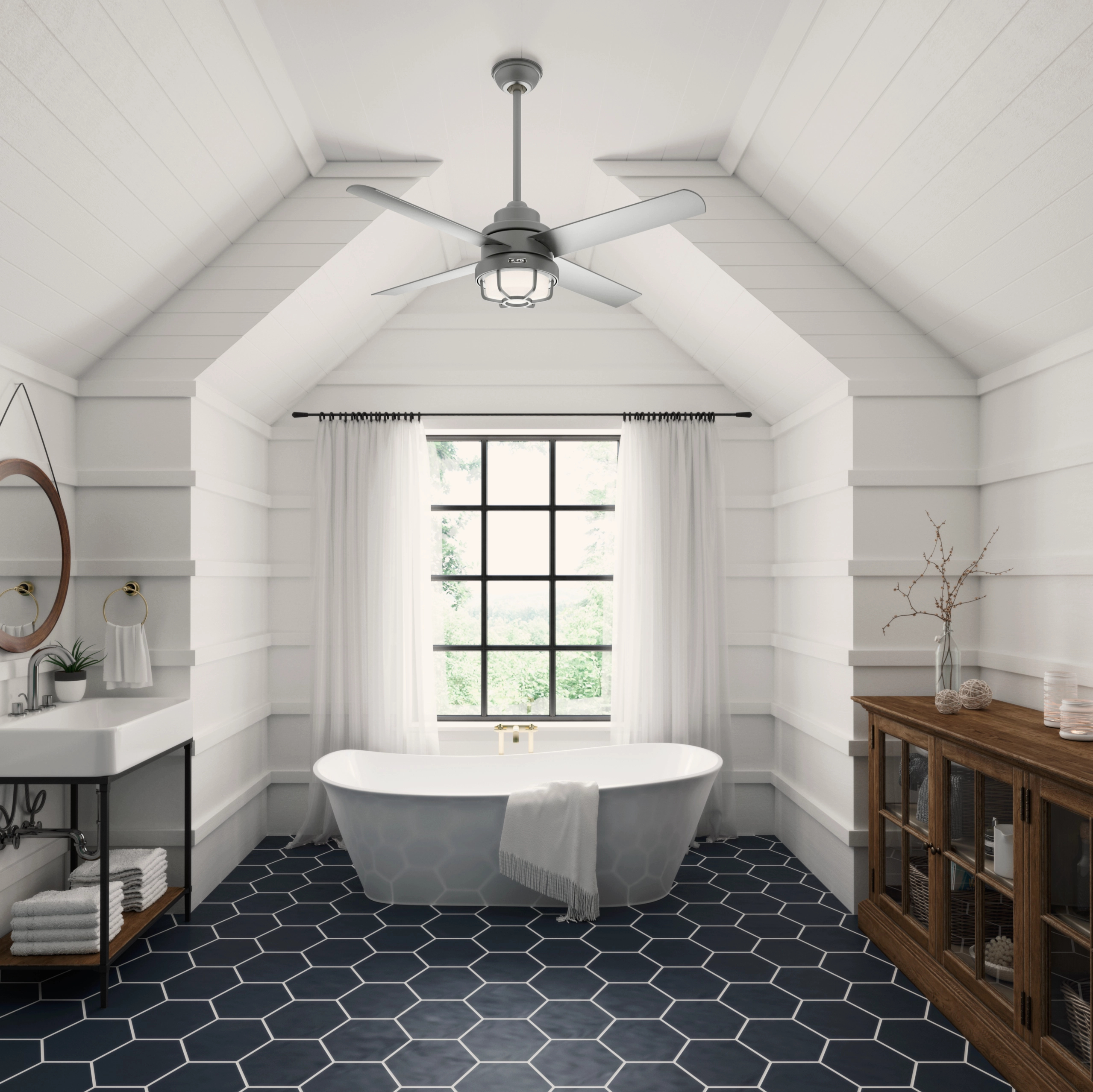 Searow 54"Ceiling Fan Matte Silver
