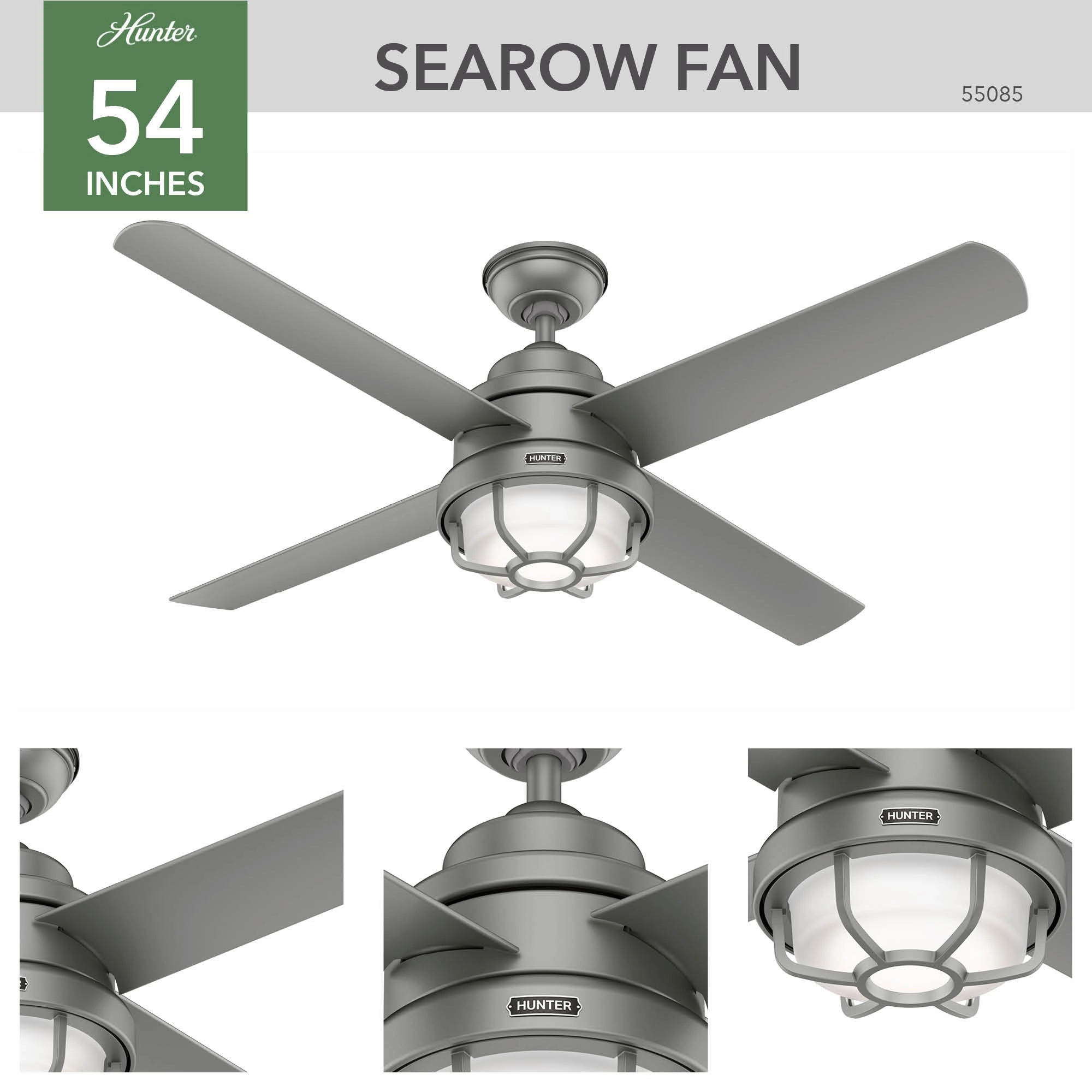 Searow 54"Ceiling Fan Matte Silver