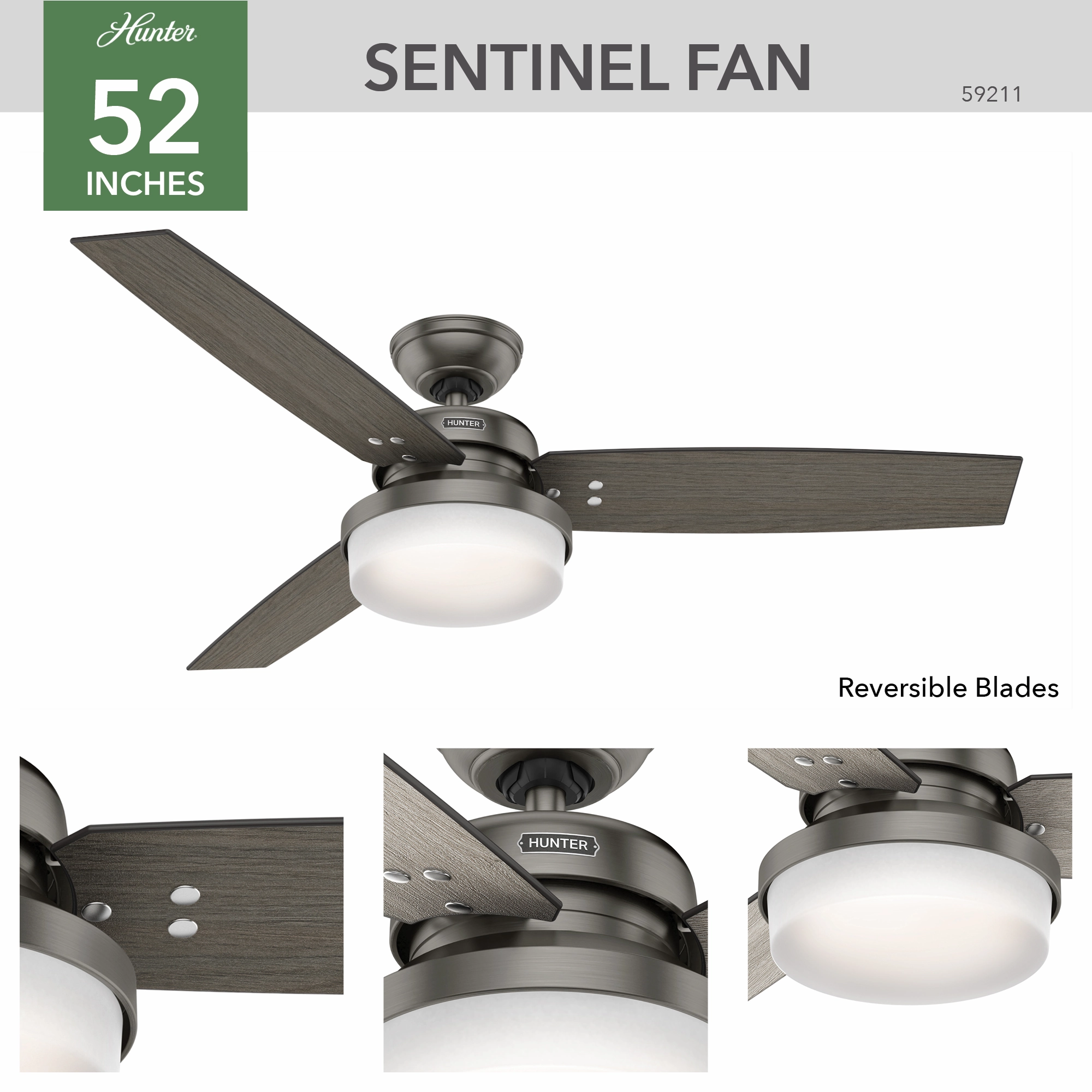 Sentinel 52"Ceiling Fan Brushed Slate
