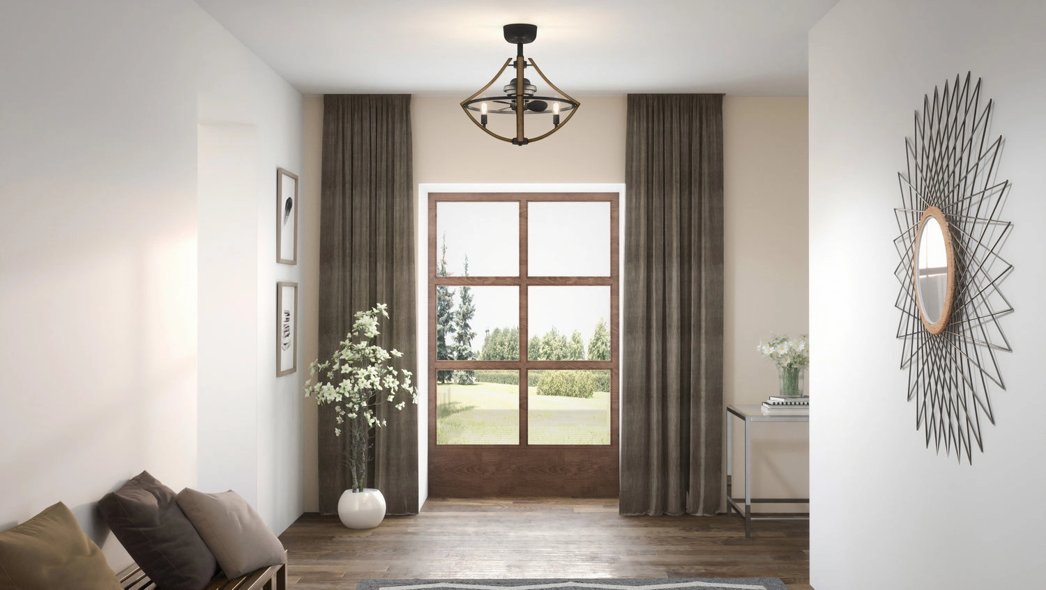 Shire Four Light Fandelier Rustic Black