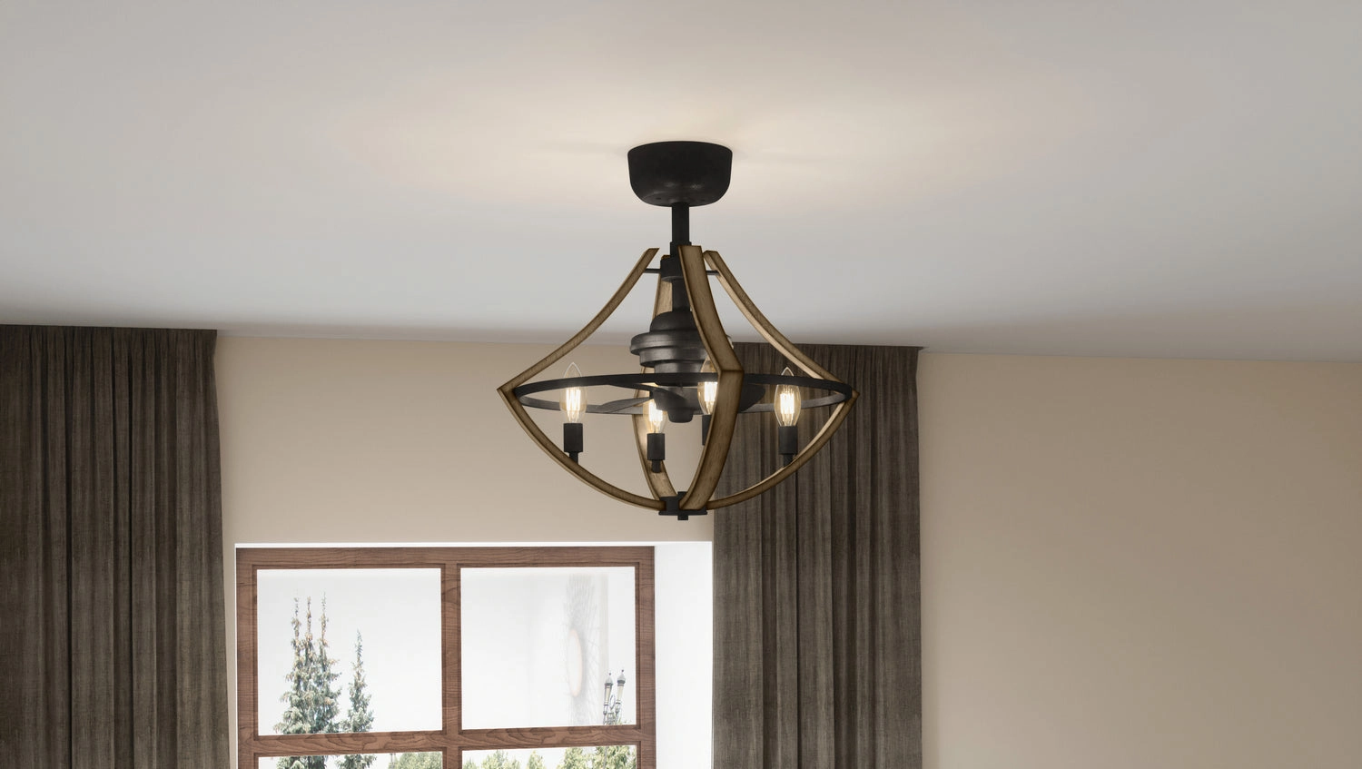 Shire Four Light Fandelier Rustic Black