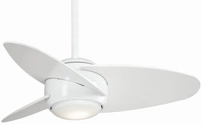 Slant 36"Ceiling Fan White compact small fans for bedrooms