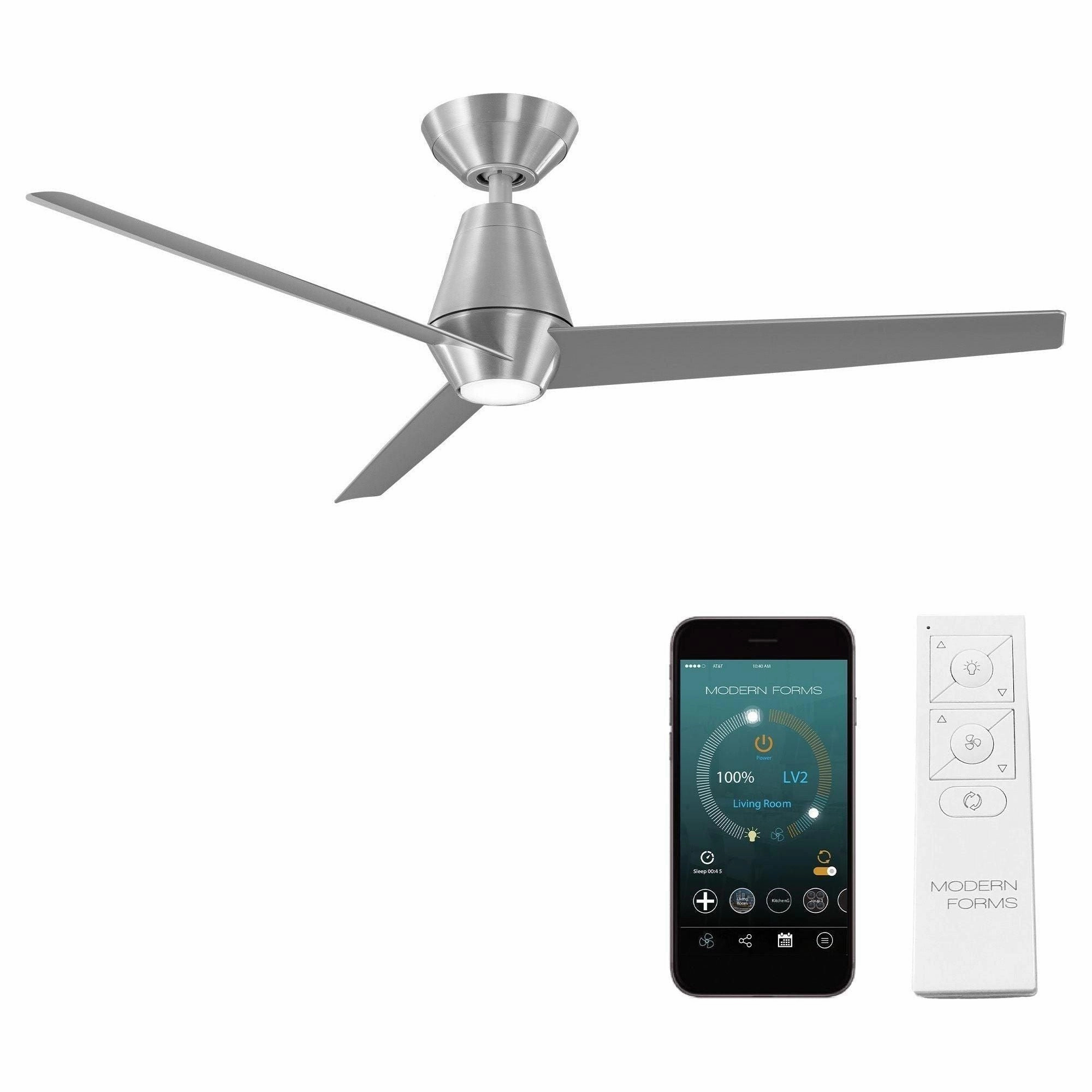 Slim Indoor/Outdoor 3-Blade 52" Smart Ceiling Fan with LED Light Kit and Remote Control quiet ceiling fans with remote control