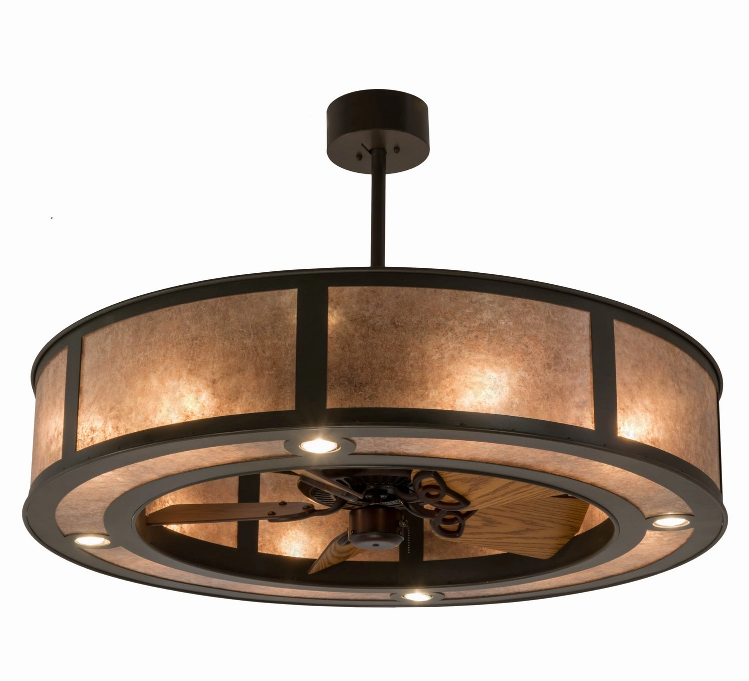 Smythe Craftsman Eight Light Chandel-Air decorative fandeliers with lights