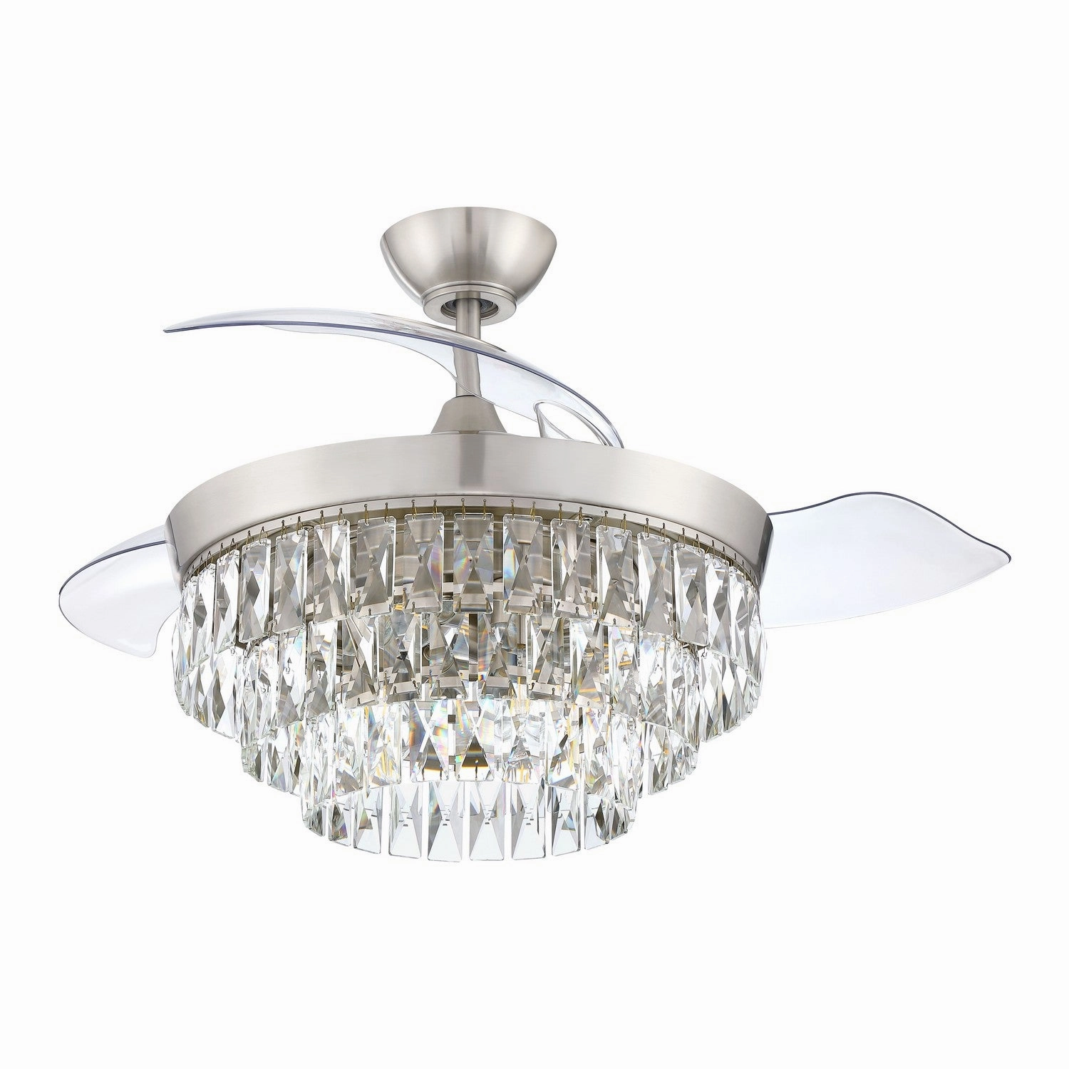 Sofia 42 Hidden Blades 42"Ceiling Fan Brushed Polished Nickel decorative fandeliers with lights